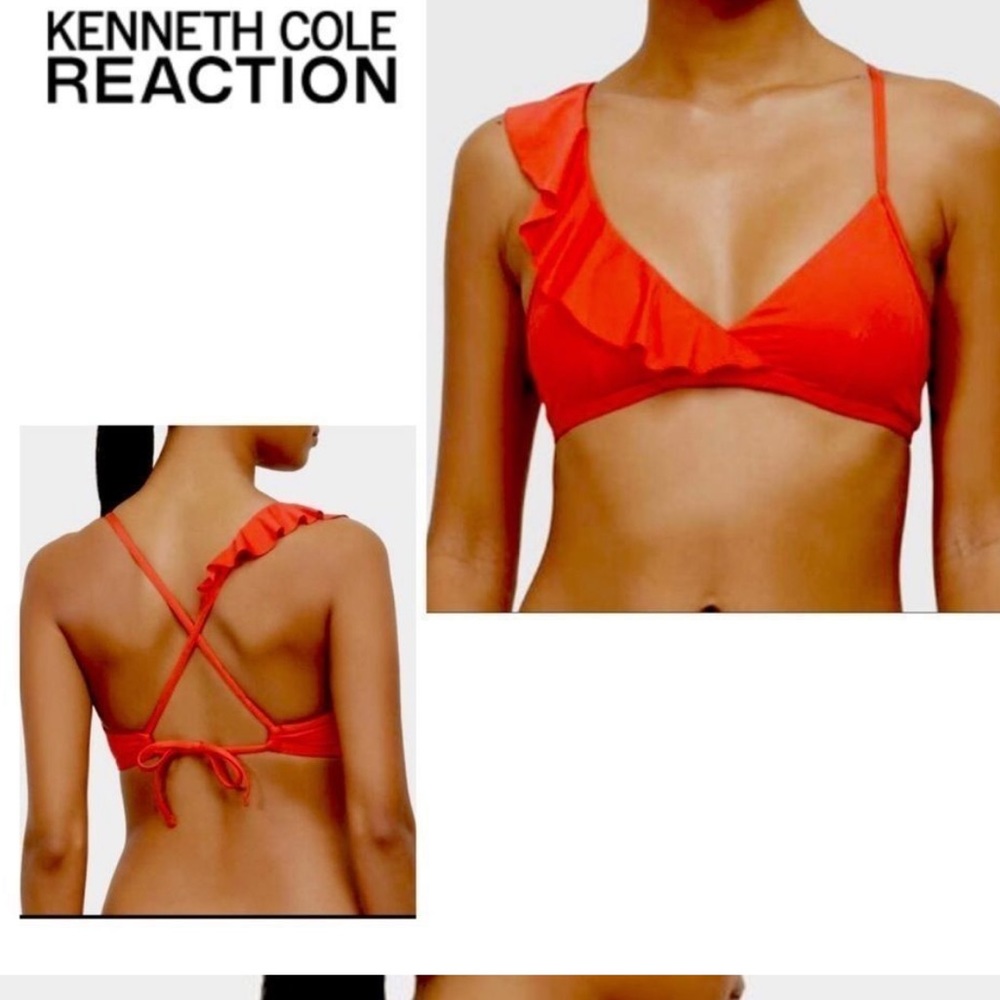 Kenneth Cole Reaction Red Ruffle One-Shoulder Bikini - Picture 4 of 10